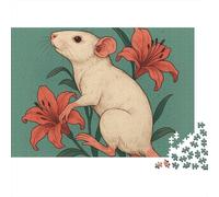 3 Pezzi Rat with Lilies Set Di Biancheria Da Letto Stampa 3d in Microfibra Con Chiusura A Strappo Artistic Botanical Illustration Per Tutte Le Stagioni Per Ragazzi E Ragazze 52x38cm/1000pcs