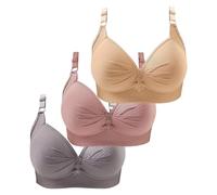 3 Pezzi Reggiseno Cotone Donna Comodo Imbottito Push Up Reggiseni Senza Ferretto Senza Cuciture Curvy Bra Riduttore Seno Sportivo Traspirante Brassiere Elastico Sostegno Forte Per Seno Grande