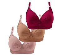 3 Pezzi Reggiseno Cotone Donna Comodo Imbottito Push Up Reggiseni Senza Ferretto Senza Cuciture Curvy Bra Riduttore Seno Sportivo Traspirante Brassiere Elastico Sostegno Forte Per Seno Grande