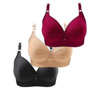 3 Pezzi Reggiseno Cotone Donna Comodo Imbottito Push Up Reggiseni Senza Ferretto Senza Cuciture Curvy Bra Riduttore Seno Sportivo Traspirante Brassiere Elastico Sostegno Forte Per Seno Grande