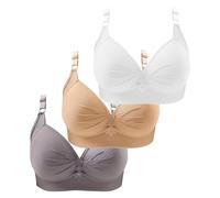 3 Pezzi Reggiseno Cotone Donna Comodo Imbottito Push Up Reggiseni Senza Ferretto Senza Cuciture Curvy Bra Riduttore Seno Sportivo Traspirante Brassiere Elastico Sostegno Forte Per Seno Grande