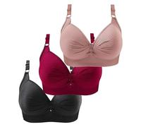 3 Pezzi Reggiseno Cotone Donna Comodo Imbottito Push Up Reggiseni Senza Ferretto Senza Cuciture Curvy Bra Riduttore Seno Sportivo Traspirante Brassiere Elastico Sostegno Forte Per Seno Grande