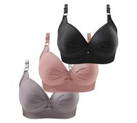3 Pezzi Reggiseno Cotone Donna Comodo Imbottito Push Up Reggiseni Senza Ferretto Senza Cuciture Curvy Bra Riduttore Seno Sportivo Traspirante Brassiere Elastico Sostegno Forte Per Seno Grande