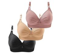 3 Pezzi Reggiseno Cotone Donna Comodo Imbottito Push Up Reggiseni Senza Ferretto Senza Cuciture Curvy Bra Riduttore Seno Sportivo Traspirante Brassiere Elastico Sostegno Forte Per Seno Grande