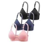 3 Pezzi Reggiseno Donna Morbido Comodo Sportivo Reggiseno Senza Ferretto Senza Cuciture Leggero Lingerie Push Up Basic Cinghie Regolabili Bralette Taglie Forti Traspirante Cotone Bra 3pc 2025