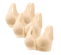 3 Pezzi Reggiseno Senza Ferretto Donna Aperto Davanti Leggero e Traspirante Reggiseni Senza Cuciture con Bottoni Taglie Forti Cotone Bralette Sportivi Top Abbigliamento per Palestra Corsa Yoga