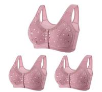 3 Pezzi Reggiseno Senza Ferretto Donna Aperto Davanti Taglie Forti Reggiseni Senza Cuciture con Bottoni Cotone Bralette Sportivi Leggero e Traspirante Top Abbigliamento per Palestra Corsa Yoga