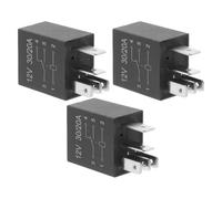 3 Pezzi Relè Automobilistico 12v 30a a 5 Pin, Rame e Plastica Nero | Confezione da 3, Terminali Quick-connect, 10ms/10ms, per Circuiti Veicolo 12v e Auto