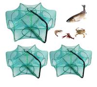 3 Pezzi Rete per Gamberetti, Rete da Pesca Pieghevole, Pieghevole Granchio Fish Gabbia, Trappola in Rete, Trappola per Pesc, Per Granchi, Gamberi, Anguille, Gamberetti, 6 Fori