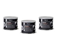 3 pezzi RICA CERA LIPOSOLUBILE tutti i tipi di pelle BLACK carbone nero 400ml