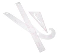 3 Pezzi Righello da Taglio per Sartoria, Set in Plastica | Modellistica e Graduazione Capi, Uso Domestico e Confezione, Righello Diritto, Curvo, Triangolare