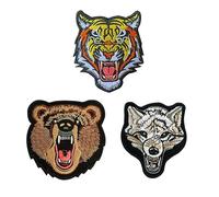 3 Pezzi Ruggenti e Tigri, Orsi,Lupi Bestia Simbolo Emblema Ricamato Patch Applicazioni Compatibili con Velcro per Gilet, Vestiti, Zaino, Giacche,DIY Tigre