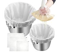 3 Pezzi Sacchetto Filtro,2 Dimensioni Filtrante Latte Vegetale 66 × 56 cm/46 × 40 cm,Garza Alimentare per Filtrare Brodo,Garza Alimentare per Filtrare con Coulisse per per Vino,Caffè,Yogurt(100 Mesh)