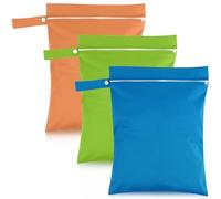 3 Pezzi Sacco Biancheria Sporca Viaggio Riutilizzabile, 40x30cm Wet Bag con Cerniera, Impermeabile Sacchetto Organizer per Gym Asciugamani Spiaggia Costume da Bagno