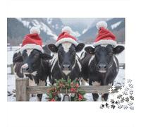 3 Pezzi Santa Hats Cows Set Di Biancheria Da Letto Con Stampa 3D in Microfibra Con Chiusura A Strappo Christmas Farm Animals Per Tutte Le Stagioni Per Ragazzi E Ragazze 70x50cm/1000pcs