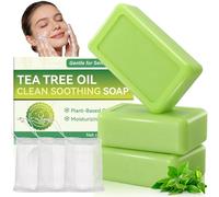 3 Pezzi Sapone Tea Tree Naturale Fatto a Mano, Solido per Viso Corpo e Mani con Effetto Esfoliante Delicato, Sapone Idratante per Tutti i Tipi di Pelle, Aiuta a Ridurre Imperfezioni Odori