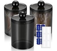 3 Pezzi Scatola di Cotone Organizzatore per Cosmetici, Porta Cotone/Bastoncini Cotonati, Custodia in Cotone Scatola Trasparente, Holder Dispenser Bagno Clear Jar Organizer Custodia in Plastica (F)
