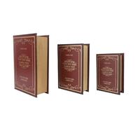 3 Pezzi Scatola di Immagazzinaggio Libro Forma Retro Fotografia Prop Box Finto Libro Organizzatore in Legno Nascosto Segreto di Stoccaggio per la Casa, l'Ufficio(Rosso)