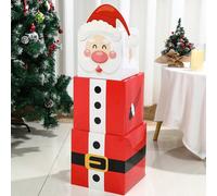 3 pezzi Scatole decorative natalizie con Babbo Natale, Scatole impilabili con design Babbo Natale, Decorazione sfondo festa di Natale, Accessori fotografici a tema natalizio, Decorazione natalizia, De