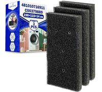 3 Pezzi Schiuma Filtro Asciugatrice 230x115x14 mm con Codice Originale 481010716911 per Whirlpool per Bauknecht per Privileg C00379889 per Indesit per Philips per Ariston - MONTERAL