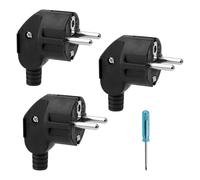 3 pezzi Schuko Spina 250 V 16 A Spina di Contatto Protettiva Spina Angolare Spina Schuko Angolare Presa Elettrica con Contatto di Protezione IP20 per Elettrodomestici durevole e infrangibile