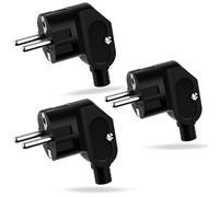 3 pezzi Schuko Spina,250 V 16 A Spina di Contatto Protettiva, Spina Angolare,Spina Schuko Angolare, Presa Elettrica con Contatto di Protezione IP20 per Elettrodomestici-Nero