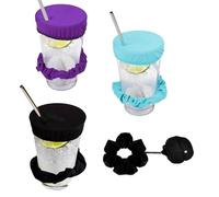 3 Pezzi Scrunchie Copri-Bicchiere Antidroga, Protezione Anti-Versamento per Feste e Festival, Sicurezza Anti-Contaminazione Bevande Non Identificate, Multiuso come Fascia per Capelli