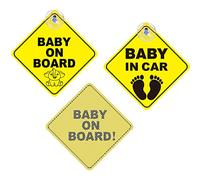 3 Pezzi Segnali di sicurezza per auto con ventose 1 segnali di avvertimento per auto da 12 7 x 12 7 cm cartello carino per bambini in auto con motivo piedi per bambini adesivo per finestrino auto