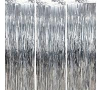3 pezzi/set 100*200cm Nastri con nappe argentate, tende decorative per feste, design con texture lucida, adatte come accessori per studio fotografico, feste di compleanno, baby shower, matrimoni, deco