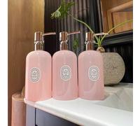 3 pezzi/set 500ml Bottiglie rosa sakura in plastica ricaricabili, set di cura del corpo e del bagno inodore per shampoo, bagnoschiuma, balsamo - riutilizzabili per il ritorno a scuola 500mlPET