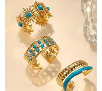 3 pezzi Set Anello Gocce D'olio In Acciaio Inossidabile Semplice Alla Moda Blu Adatto All'uso Quotidiano Delle Donne O Come Regalo Tagli UnicaAcciaio inossidabile