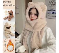 3 Pezzi Set Autunno/Inverno Orsetto Teddy: Cappello Spesso Ad Alto Grammo Con Paraorecchie, Sciarpa E Guanti, Passamontagna In Pelliccia Sintetica Bianco,Beige,Colore del caffèTessuto