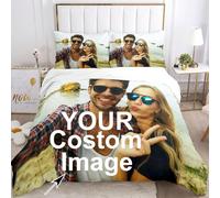 3 Pezzi Set Biancheria da Letto per Coppie, Set Copripiumino Personalizzato, Stampa Attiva, Tessuto in Poliestere, Aggiungi Le Tue Immagini Personalizzate, Adatto per Ragazzi, Ragazze, Regali di Compl