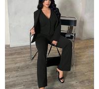 3 pezzi Set: Blazer a maniche lunghe blu scuro, Gilet e Pantaloni, Outfit sexy per pendolarismo e appuntamenti, Autunno/Inverno, Affari, Retrò, festa, Resort, Uscite, Old Money, Sirena Civetta, Ballo,