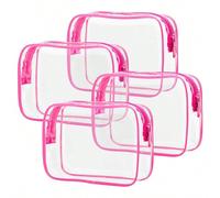 3 pezzi/set Borsa cosmetica trasparente impermeabile unisex, essenziale per le vacanze estive e i viaggi - leggera multicolore (rosa, nero, bianco, rosso rosa), borsa da viaggio multifunzionale con ce