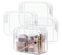3 pezzi/Set Borsa cosmetica trasparente impermeabile unisex, essenziale per vacanze estive e viaggi - leggera, opzioni multicolore (rosa, nero, bianco, rosso rosa), borsa da viaggio multifunzionale co