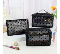 3 Pezzi/Set Borsa da Trucco da Viaggio Trasparente, Organizer Cosmetico Multifunzionale Leggero Borsa a Mano Portaoggetti da Bagno e Doccia Portafoglio Portatile per Cosmetici Pennelli Custodia con Ch