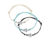 3 pezzi set cavigliera tartaruga in pelle tessuto boho per donna ragazza,cavigliere regolabile delicato tessile tartaruga signore in pelle cavo caviglia alla catena regalo per compleanno amicizia