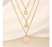 3 pezzi/set Collana con ciondolo a forma di cuore e lettera rosa dolce, adatta per bambini, ragazze, famiglia, amici, feste, banchetti, strade, vacanze estive in spiaggia, regali di compleanno per bam