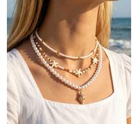 3 pezzi/Set Collana stile oceano con stella marina bohémien alla moda per adolescenti, accessorio quotidiano per vacanze, colore casuale Tagli UnicaHowlite