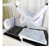 3 pezzi Set combo amaca a doppio strato, tunnel rifugio e tappetino per piccoli animali domestici come petauri, criceti, conigli verde,rosa,blu,Scacchiera gialla e bianca,Scacchiera bianca e nera,Abit