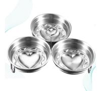 3 Pezzi Set Cuociuova in Acciaio Inox a Forma di Cuore per Pancake | Sagomatura Cibo, Pulizia Semplice, per Colazione e Snack Fai da Te, Argento, Uso Domestico
