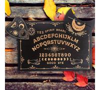 3 pezzi Set decorativo tavola Ouija in legno, include 3 tavole in legno con incisione laser e supporto, supporto in legno per cristallo - Strumento di divinazione mistico non elettrico, adatto per dec
