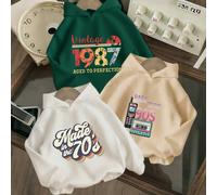 3 pezzi Set di abbigliamento per ragazze adolescenti, elementi vintage vintage del 1987, stampa di telefono e nastro a cassetta vintage degli anni '70 del XX secolo, in morbido pile caldo per il fredd