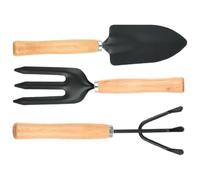 3 Pezzi Set di Attrezzi da Giardinaggio, Paletta e Rastrello | Legno e Ferro, Design Multiplo e Portatile, Facile da Pulire, per Fattorie e Vivai