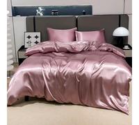 3 pezzi Set di biancheria da letto in raso di seta rosa chiaro di lusso, morbido e traspirante, resistente alle pieghe, favorisce un sonno migliore, stile alberghiero, regalo per genitori e amici, inc