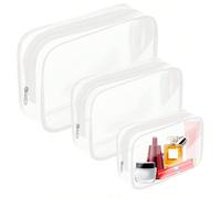3 pezzi Set di borse cosmetiche trasparenti e impermeabili, essenziali per le vacanze estive e i viaggi - Borse con cerniera leggere e multifunzionali, adatte per articoli da toeletta e accessori dell