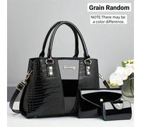 3 pezzi Set di borse da donna di moda da strada con grande capacità, effetto coccodrillo, con portafoglio, porta carte di credito, tracolla, può essere indossato come borsa a spalla, a tracolla o a ma