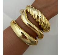 3 pezzi Set di braccialetti eleganti e alla moda in stile vintage e hip hop, con pendenti a goccia d'acqua in CCB dorato, adatti per uso quotidiano e per feste, come regalo Perline rivestite di rame