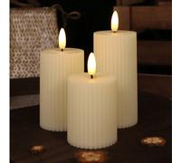 3 pezzi set di candele elettroniche a strisce beige in plastica, candele a led senza fiamma moderne per feste, in finta pietra e cera, decorazione per la casa 1 PZ_D5 * H11 CM,1 PZ_D5*H9CM,3PCS_D5*H9/